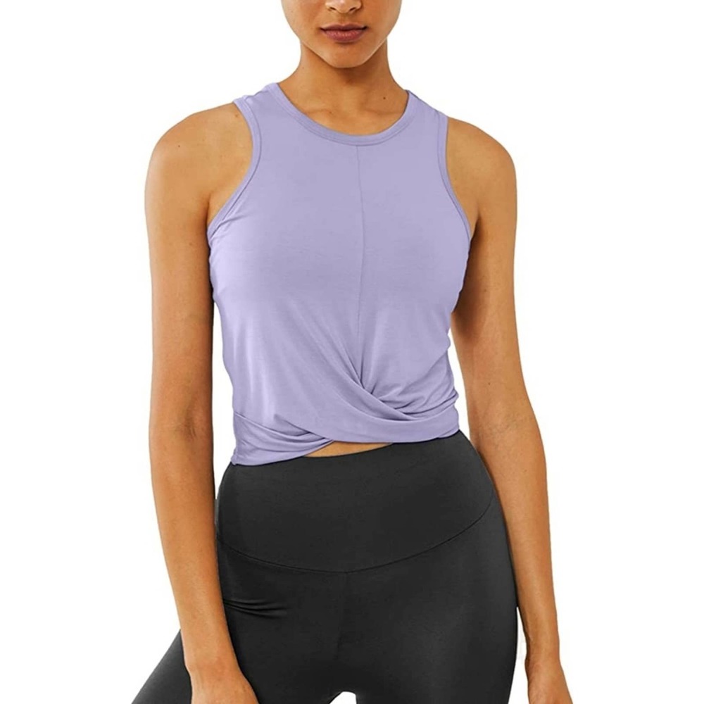 Modal Crop Twist Workout Tank Light Purple Small 0-2